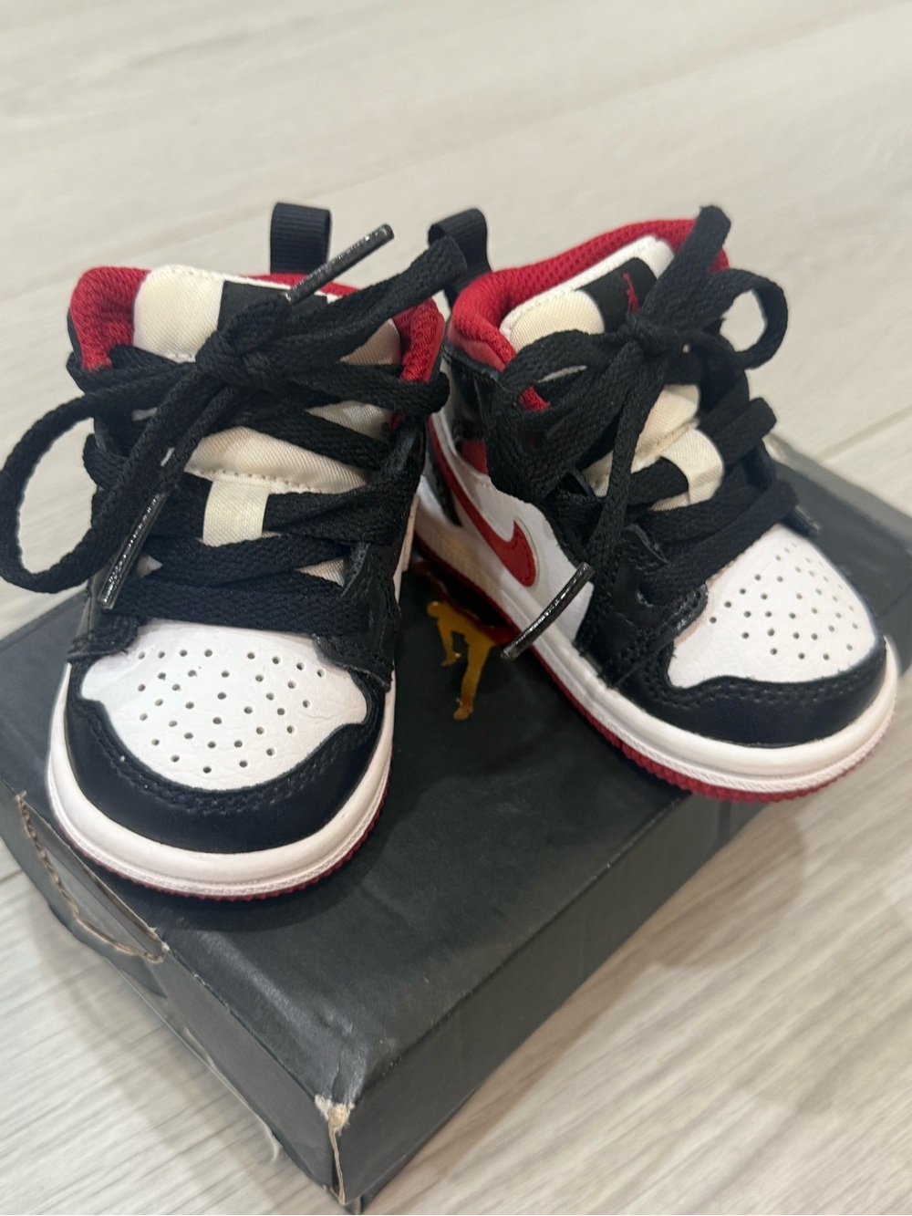 Jordan Kids Black White Red High-Top Sneakers